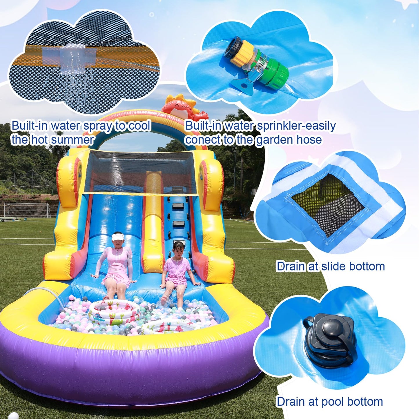 21FT(L) Commercial Grade Inflatable Water Slide for Kids Adults with Giant Pool(UL Blower),100% PVC Adult Water Slide for Backyard Party Outdoor Indoor, Rental,Wet Dry Use 21 * 9 * 13FT