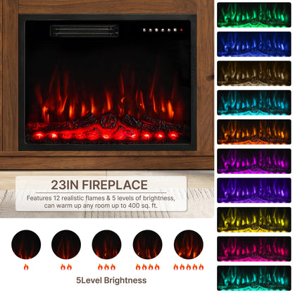 KISLOT 70'' Fluted Fireplace TV Stand for TVs Up to 80",Sliding Tambour Doors,Modern Entertainment Center with 23" Electric Fireplace, Power Outlet & Cable Management, Media Console for Living Room
