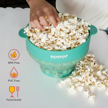 The Orginal HotPop Silicone Popcorn Maker - Microwave Popcorn Popper with Handles - Collapsible Bowl, Heat-Resistant, Easy to Clean, Ideal for Family Movie Nights, 15-Cup Capacity - Red
