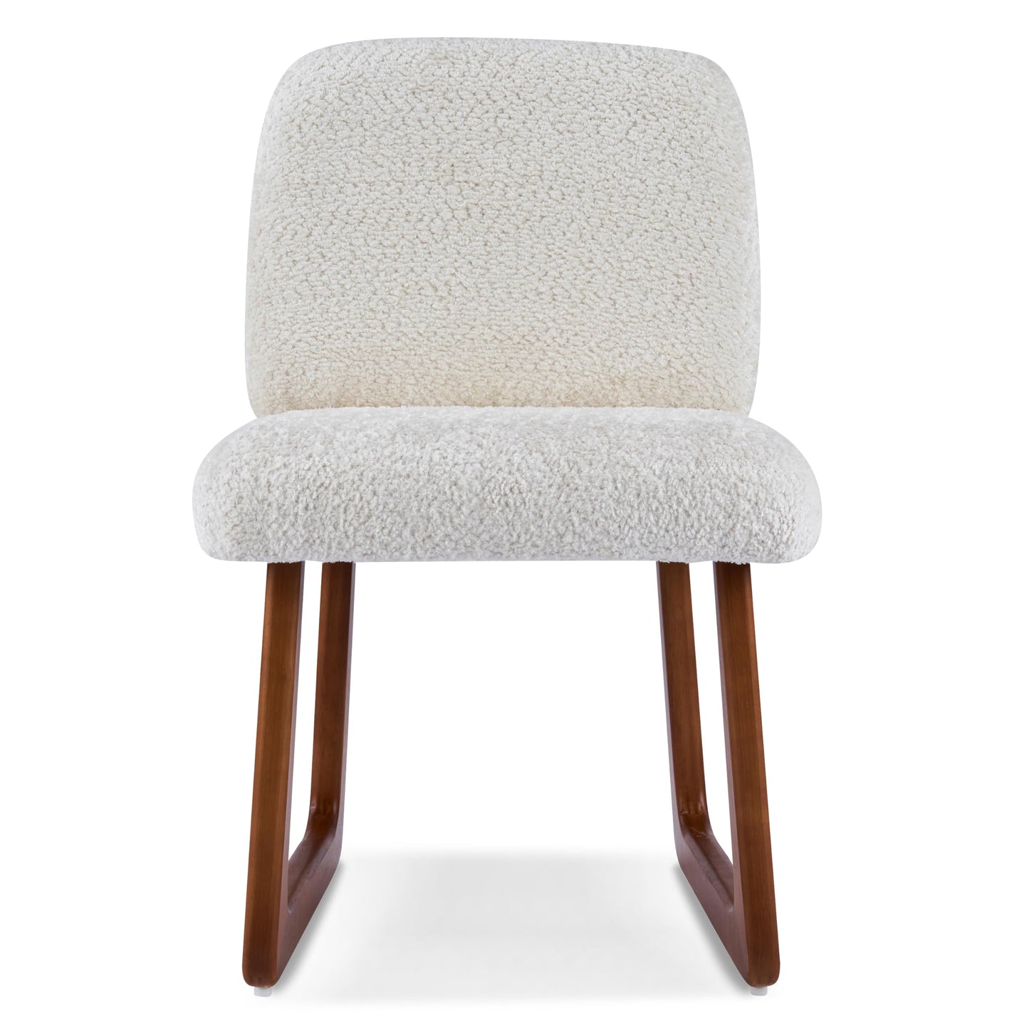Christopher Knight Home Valora Boucle Upholstered Dining Chairs Set of 2, Modern Dining Chair with Sled Base, Wooden Armless Kitchen Chairs with Solid Back, Extra Seat for Dining Room, Beige + Brown