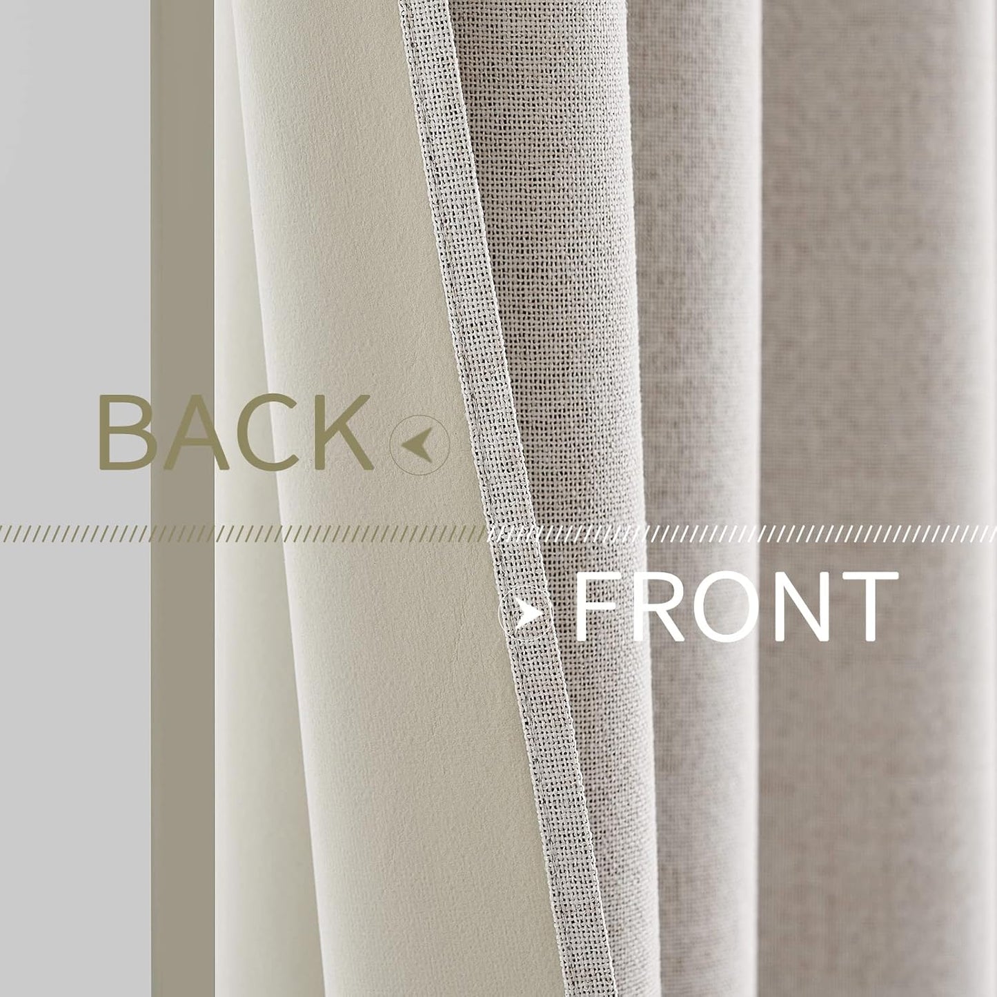 MIULEE 100% Blackout Linen Textured Curtains - Thermal Insulated Ivory Grommet Drapes | 52 x 45 Inch (2 Panels)