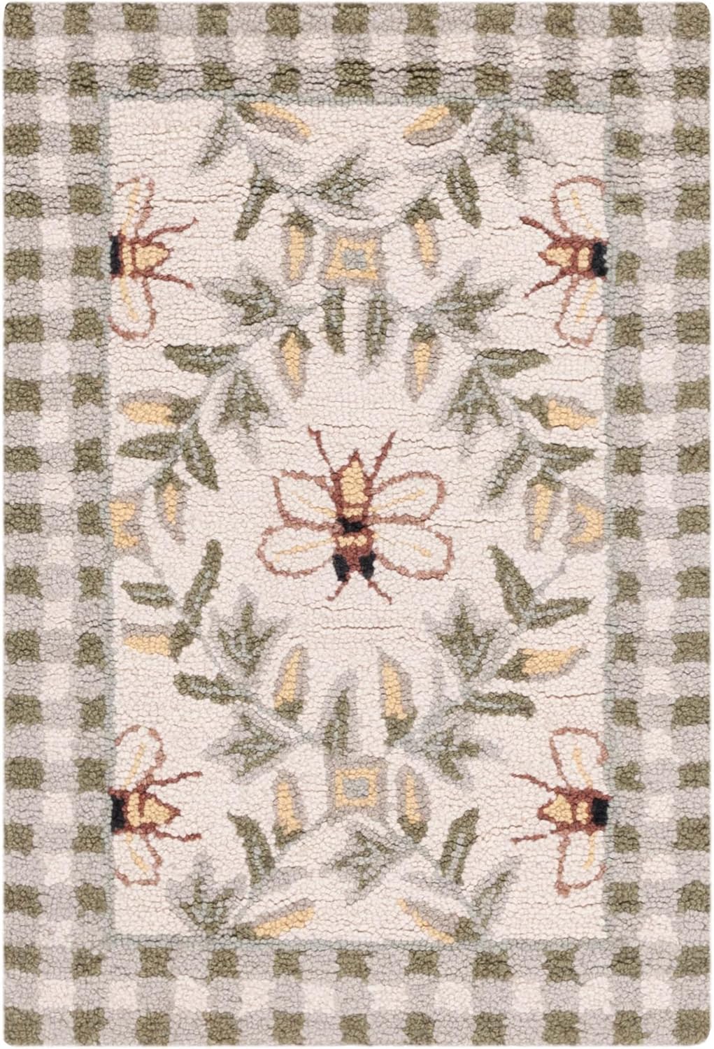 1'8" 2'6", Country (HK55A) SAFAVIEH Chelsea Collection Accent Rug - x Ivory & Green, Hand-Hooked French Wool, Ideal