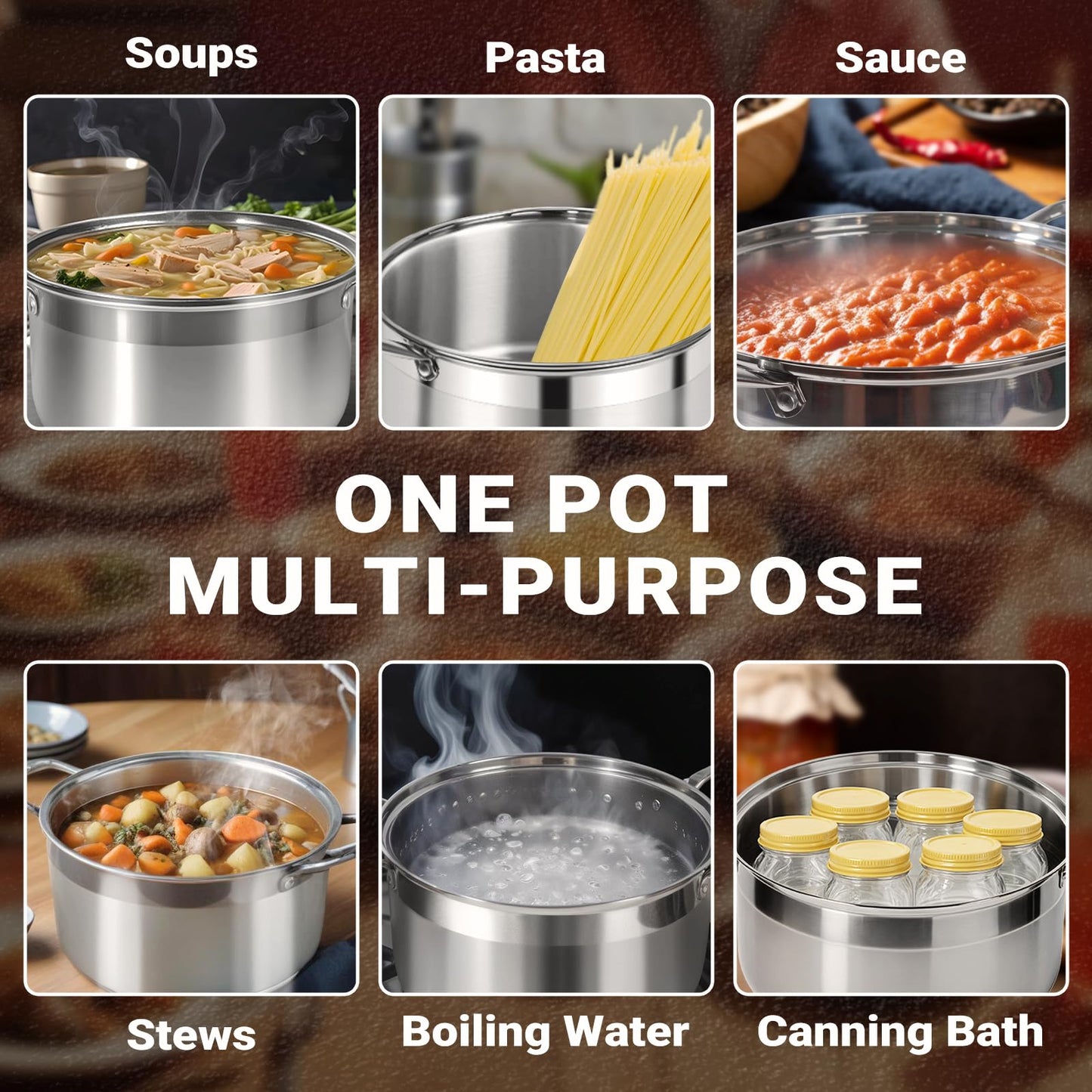 Kirecoo Stainless Steel Stock Pot - 5 Quart Heavy Duty Induction Cooking Pot with Visible Lid for Pasta, Soup, Spaghetti, Nonstick Thick Bottom Big Stockpot, Deep Cookware for Canning, Boiling, Simmer