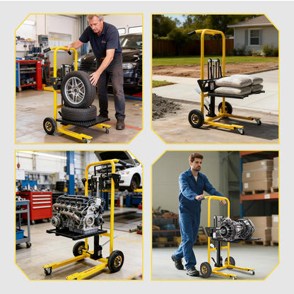 Hydraulic Lift Table Cart, 480 Lbs Capacity 35" Max Lift Heavy-Duty Hydraulic Material Lift, Portable Steel Platform Lift Cart w/ 9" Swivel Casters, Hydraulic Pallet Jack Table for Material Handling