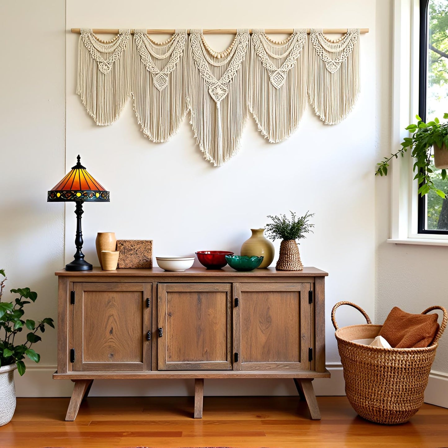 Extral Large macrame wall hanging, 71'' W x 32'' L boho wall art tapestry wall decor for urban entryway,living room,bedroom decor, headboard woven wall art, big fiber art over couch art for Yarn hallway