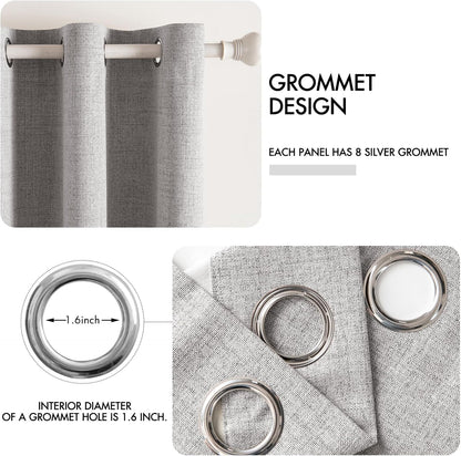 MIULEE Blackout Curtains - 100% Thermal Insulated Light Gray Linen Texture Drapes | 52x63 Inch (2 Panels)