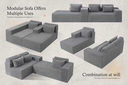 HABUTWAY Sectional Couches for Living Room,No Assembly L Shaped Couch 105" Modular Sectional Sofa Couch with Deep Seat,Cloud Couches Furniture Sets for Apartment,Corduroy (Light Grey, Left Facing)