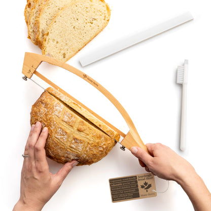 Adjustable Bread Knife for Homemade Bread - Bread Slicer with 1/2-inch and 1-inch Thickness Guides - 17 inch Bread Cutter - Bow Design Easy to Cutting Even Slices for Sourdough Baguettes Sandwiches