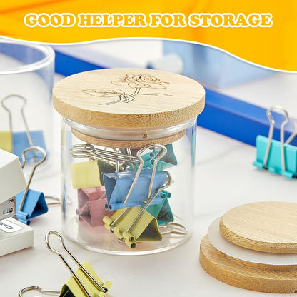 18 Set Gueevin Pieces Yogurt Jar Lids Bulk Bamboo Wooden Lids Compatible with Oui Yogurt Jars Round Reusable