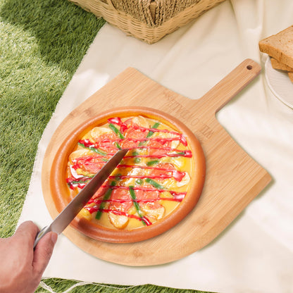 WILLOWDALE 12 Inch Wood Pizza Peel, 2pcs Kitchen Bamboo Pizza Paddle Spatula, Large Pizza Oven Accessories for Baking with Handle, Wooden Cutting Serving Board for Cheese Bread Pie Fruit Vegetable