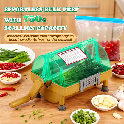 Moongiantgo Commercial Manual Scallion Cutter Slicer, Spring Onion Shredder with Stainless Steel Blade, for Kitchen 3MM Chopped Scallions, Spring Onions, Green Onions, Cilantro, Leeks, Chili Pepper