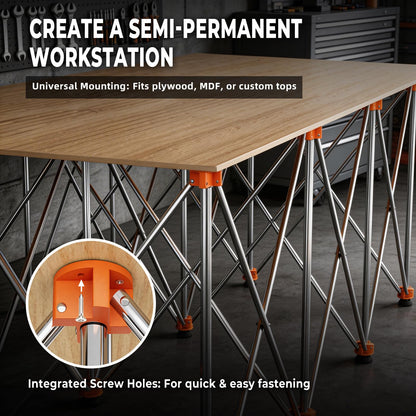 Joinerjetly 30" Tall Portable Folding Workbench 6x4 FT, Stable 12-Leg Collapsible Work Stand with Adjustable Leveling Feet, Lightweight 4500 lbs Capacity Sawhorse Table for Woodworking & Jobsite