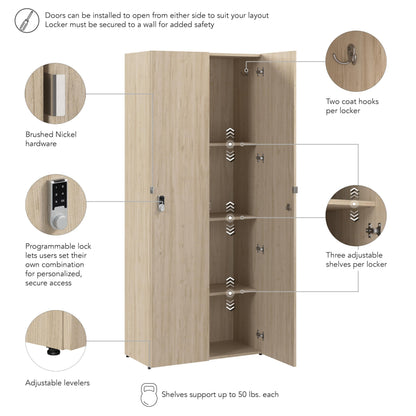 Bush Business Furniture Single Tier 2 Door Storage Locker with Keypad Locks, Office Furniture, Assure Collection, Natural Elm