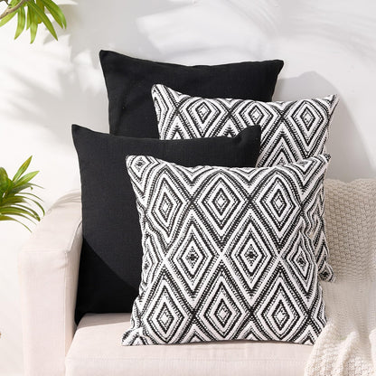 HPUK Decorative Throw Pillow Covers Set of 4 Square Couch Pillows Linen Cushion Cover for Couch Sofa Living Room, 18"x18" inches, Blue
