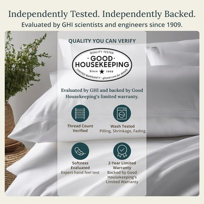 California Design Den Twin XL Cotton Sheets Set - 100% Soft Cotton, 400 Thread Count, Award-Winning Cape Stripe Blue