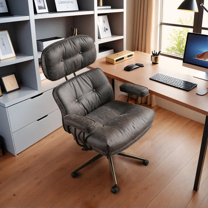 Faux Leather Executive Office Chair - Big and Tall Ergonomic Home Office Chair,Reclining Computer Desk Chairs with Lumbar Support,Adjustable Task Swivel Rolling PC with Wheels,Grey,Suede