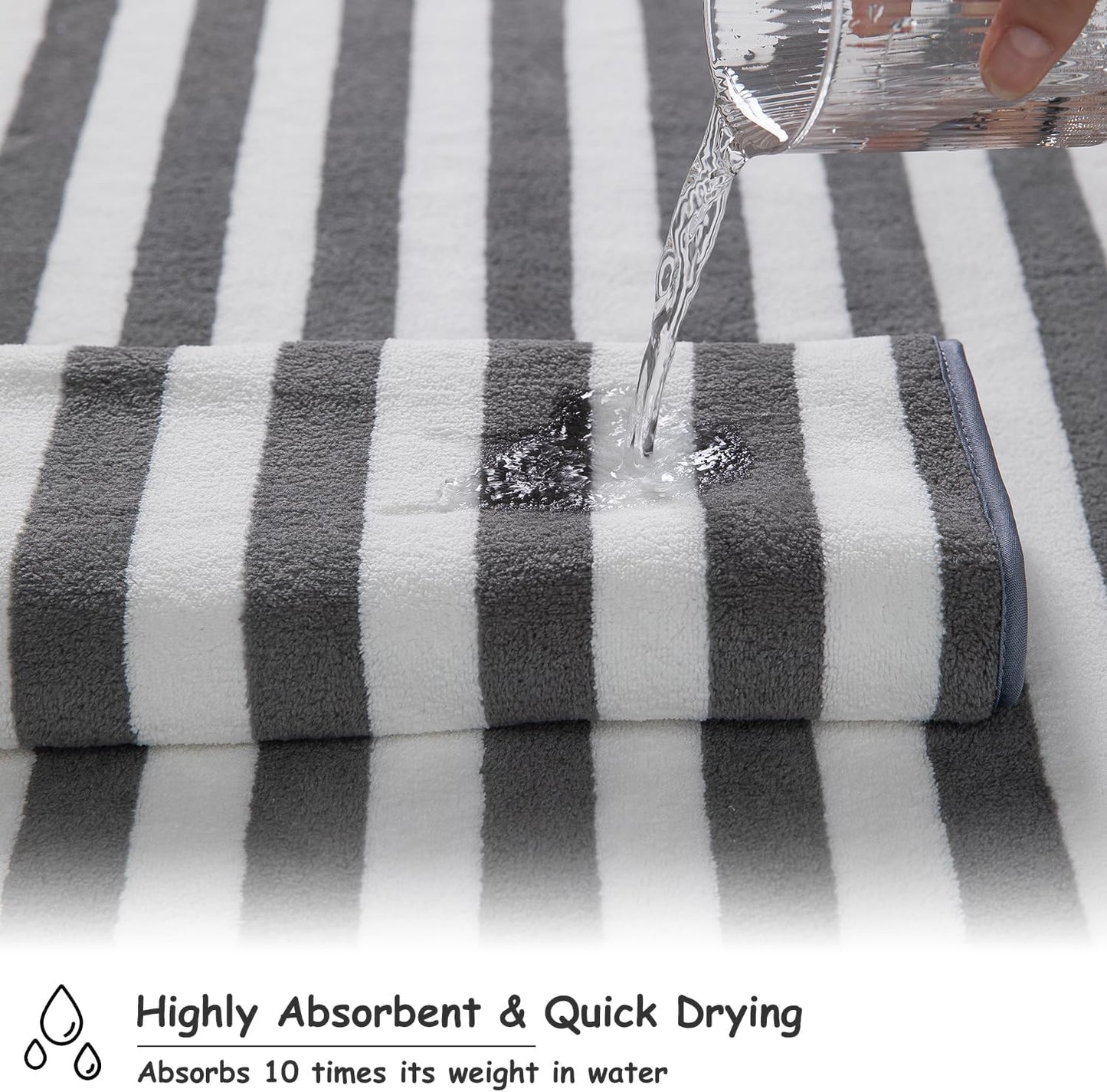 18 Set Loop-6 Towels,6 Towels,6 Set Pcs Gray Stripe Bath Towel with Hanging Bath Hand Washcloths Soft Family Towels