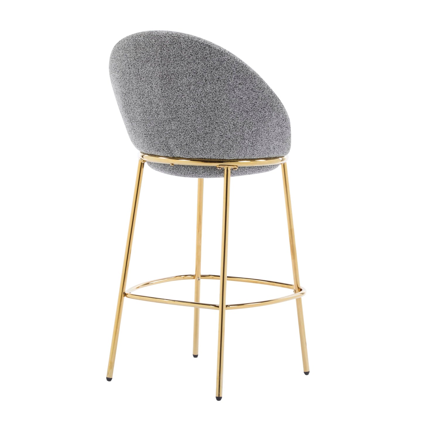 Christopher Knight Home Dudley Barstool Set of 2, Metal Bar Stools for Kitchen Island, Boucle Fabric Accent Chair for Bar Table, Modern Counter Stools with Footrest and Backrest, Gray and Gold