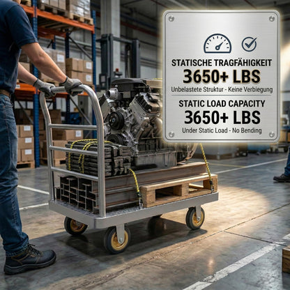 Chasesun 48" x 26" 2-in-1 Platform Truck Cart, 3650lbs Heavy Duty Flatbed Cart Dolly with Wheels, Industrial Cold Rolled Steel Push Cart for Warehouse & Moving, Includes 2 Pairs Gloves & Bungee Cord