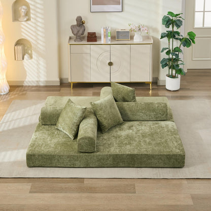 KEIKI Convertible Folding Mattress Couch, Floor Sofa Bed, Floor Sofa Lounge Couch for Living Room Bedroom, Green