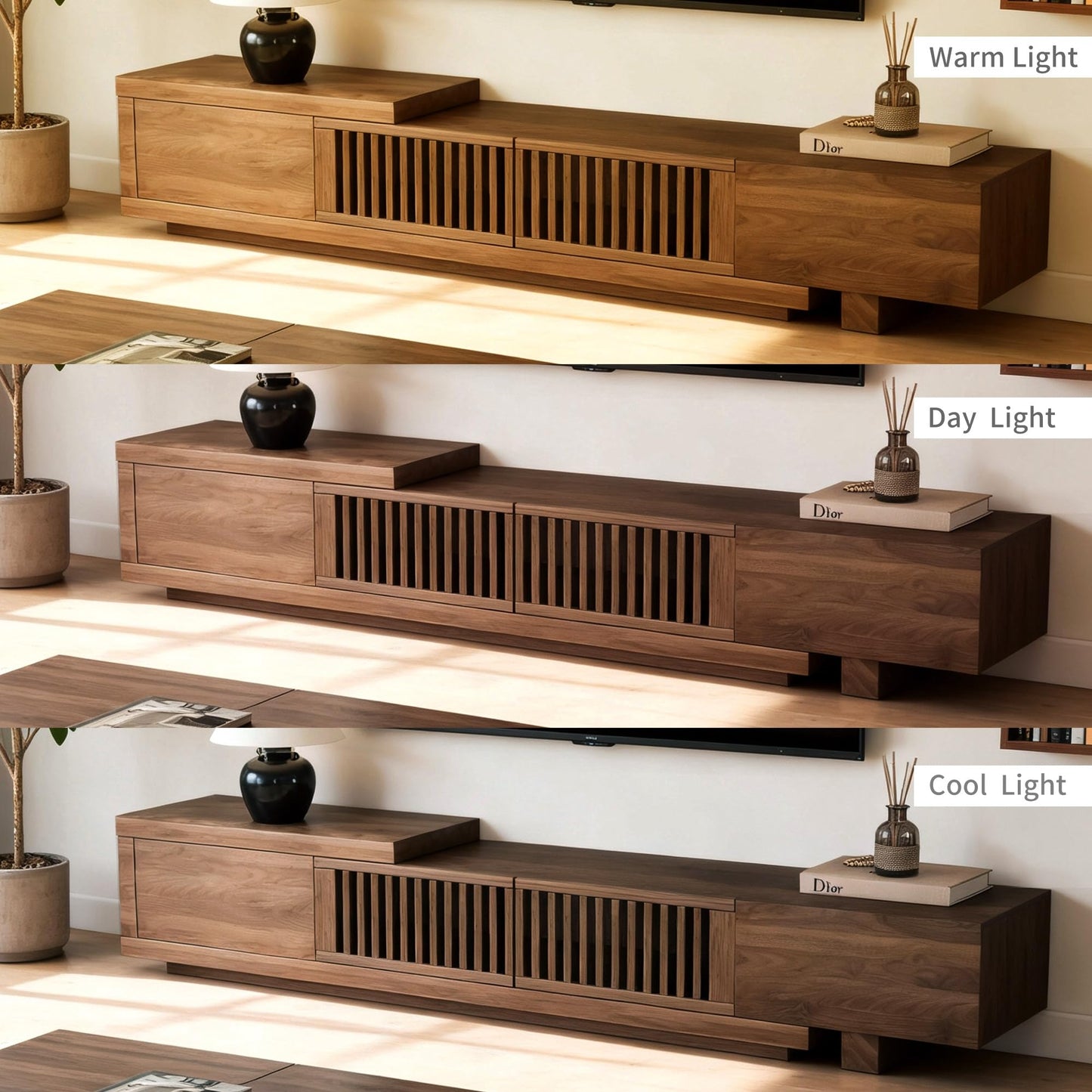 gaoyangjiaju 78.5"-105" Mid-Century Modern Extendable TV Stand, Walnut Media Console with 2 Drawers and 2 Cabinets, Fits TVs up to 100 Inches for Living Room or Bedroom