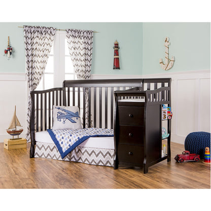 Dream On Me Brody 5-in-1 Convertible Full-Size Baby Crib & 3-Drawer Changer in Black, Pinewood, GreenGuard Gold & BSA, 1” Changer Pad, 3 Mattress Heights, Converts to Toddler & Full Size Bed