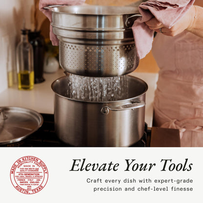 Made In Cookware | 8 Quart Stainless Steel Stock Pot With Lid and Pasta Insert | 5 Ply Stainless Clad | Professional Cookware | Crafted in Italy | Induction Compatible