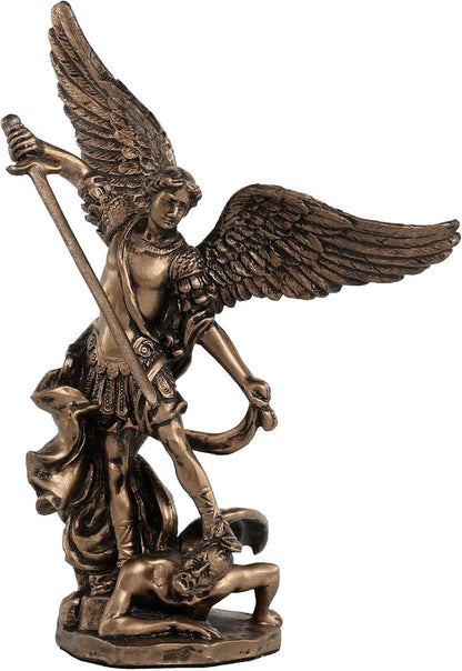 Veronese Design 4 Inch Archangel Saint Michael Figurine, Hand Painted Bronze Finish