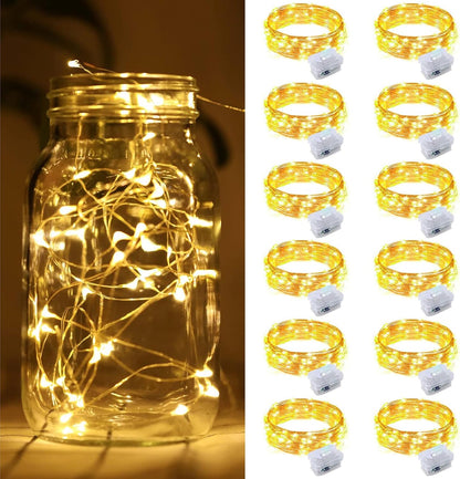 12 Pack 7ft 20 3 ZGWJ Fairy Lights Battery Operated, Mini LED Fairy String Lights Silver Wire Modes for DIY, Parties