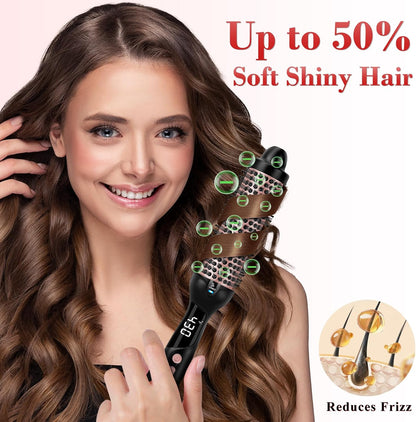 Ufree Ionic Thermal Brush, 1.5 Inch Heated Round Brush for Blowout, 30s Fast Heating Curling Brushes with 9 Temp Settings, Dual Voltage Travel Hair Styling Tool, Not Blow Dryer