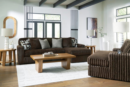 Signature Design by Ashley Midnight-Madness Contemporary Oversized Chaise with Reversible Cushions, USB Ports and Cup Holders, Dark Brown