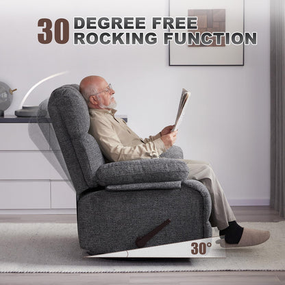Eiayeebil Oversized Swivel Rocker Recliner Chair Set of 2 for Adult, Rock Recliner for Big Man, Extra Wide Manual Recliners, Overstuffed Soft Rocking Sofa Chair,Light Grey