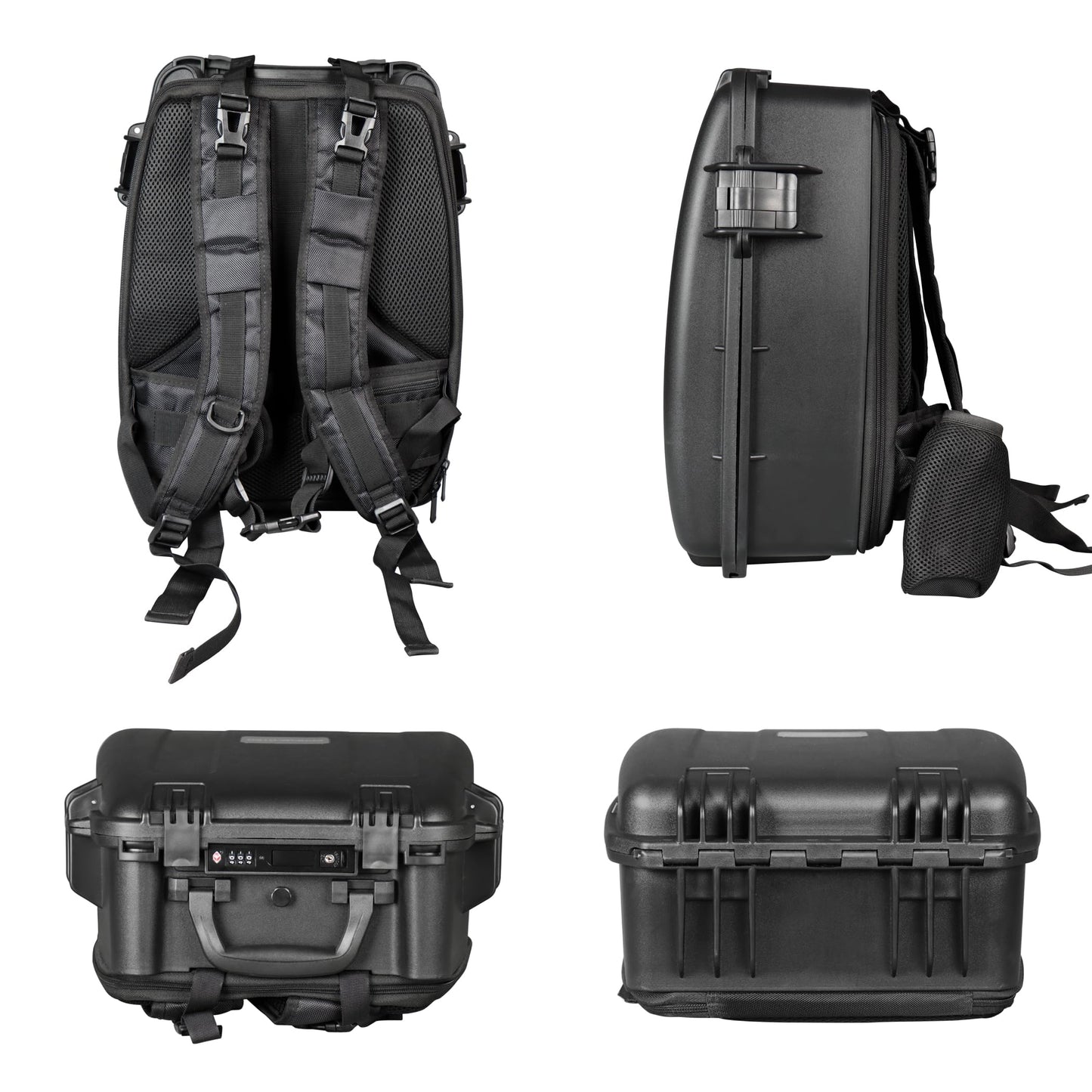EPDEDICATED Waterproof Hard Case for DSLR Cameras and Drones with Customizable Foam, TSA Ready Lock, Carry On Size Camera Backpack (Black)