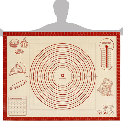 Skiennix Silicone Baking Pastry Dough Mat - 32x24 Inch Nonstick Rolling Sheet for Cookies & Bread