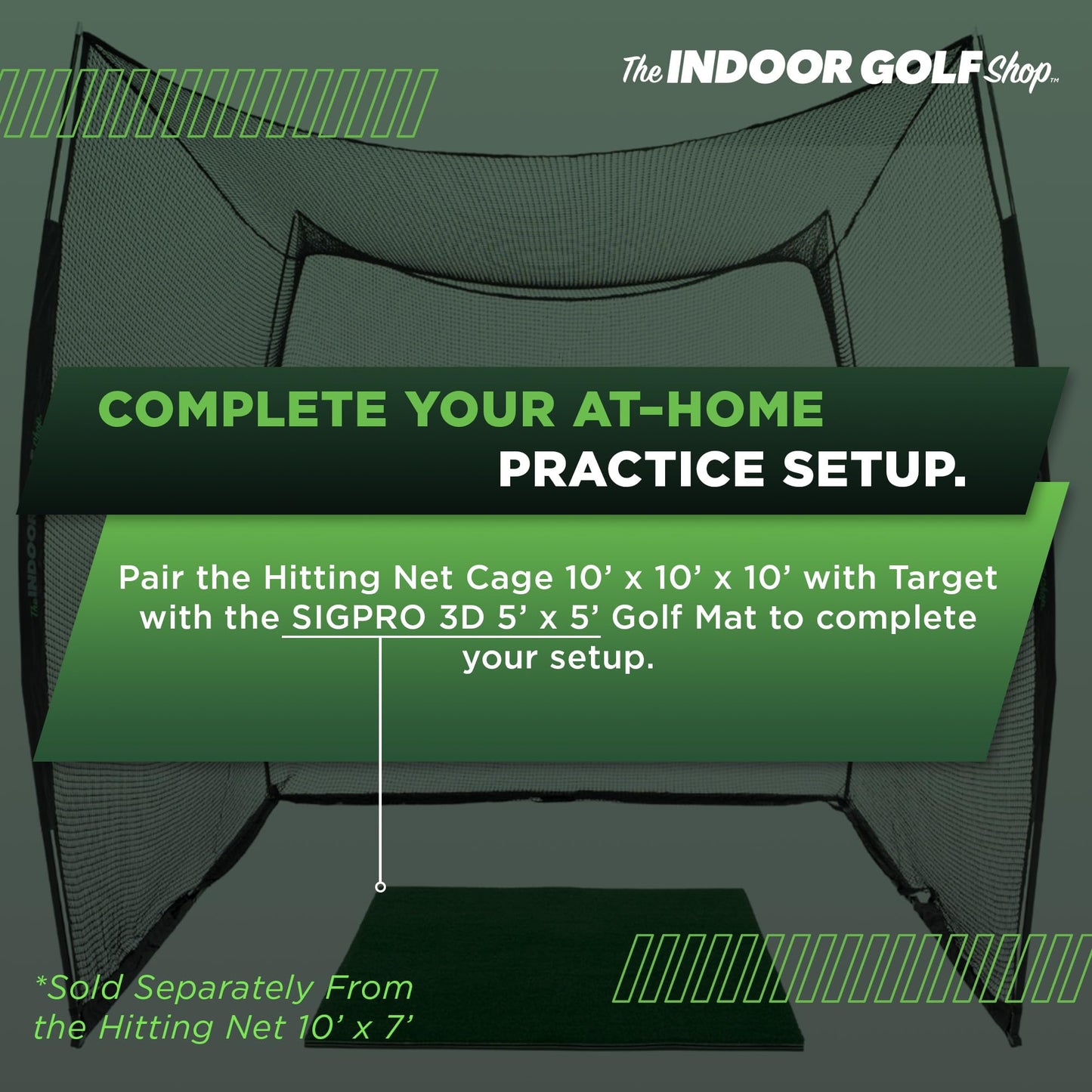 The Indoor Golf Shop - Hitting Net Cage 10' x 10' x 10' with Target Knotless Golf Net Cage for Indoor and Outdoor Practice - Arrives Ready to Assemble and Use
