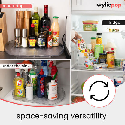 Wyliepop Lazy Susan for Refrigerator - 360° Turntable Refrigerator Organizer and Storage Tray for Fridge, Cabinet & Pantry - Rectangle Lazy Susan (16.5"x11.5"x1.5")