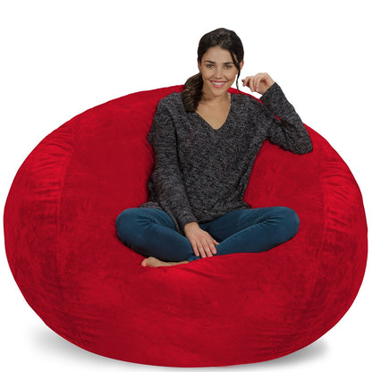 Chill Sack Bean Bag Chair: Giant 5' Memory Foam Furniture Bean Bag - Big Sofa with Soft Micro Fiber Cover - Red Furry
