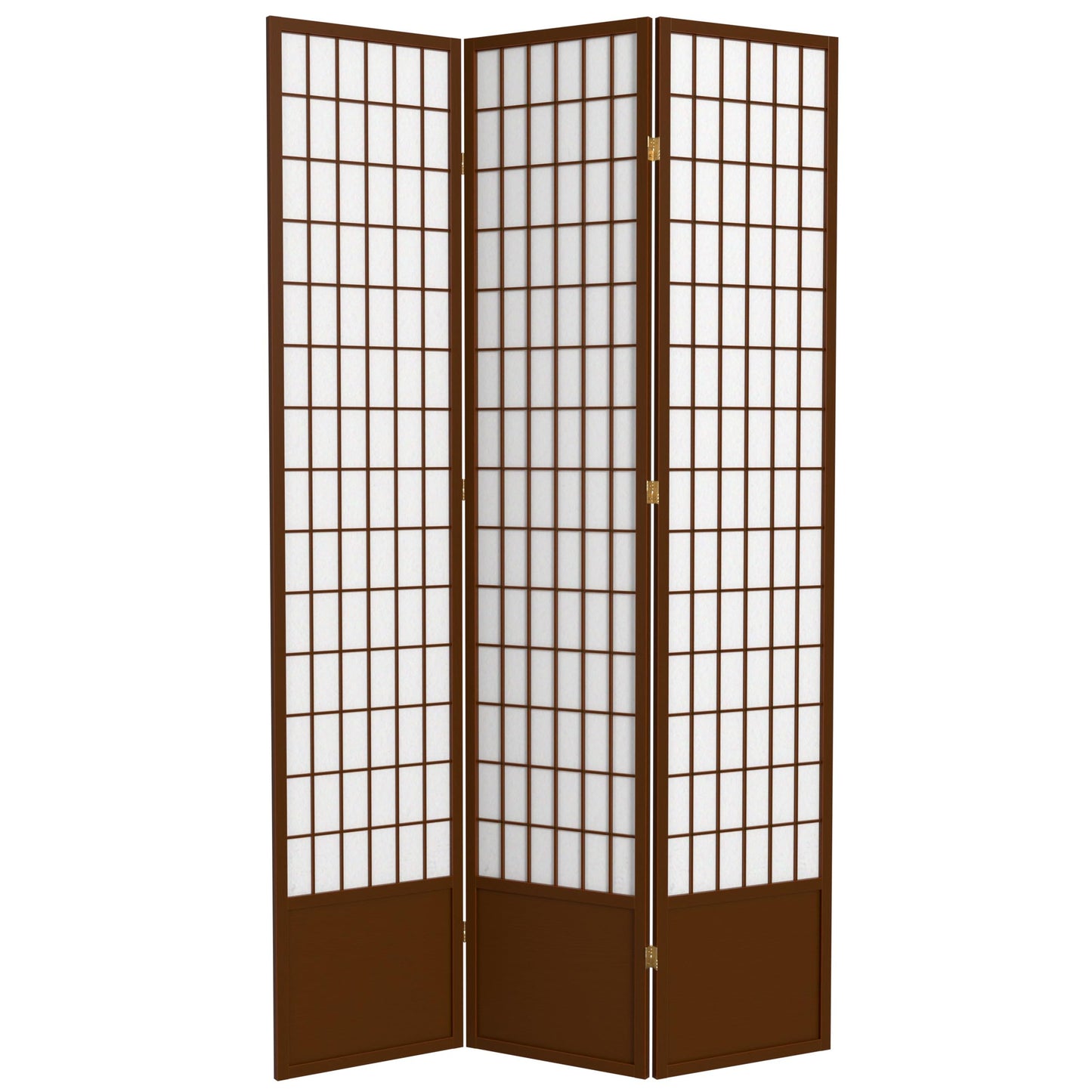Red Lantern 7 ft. Tall Window Pane Shoji Screen - Walnut - 3 Panels