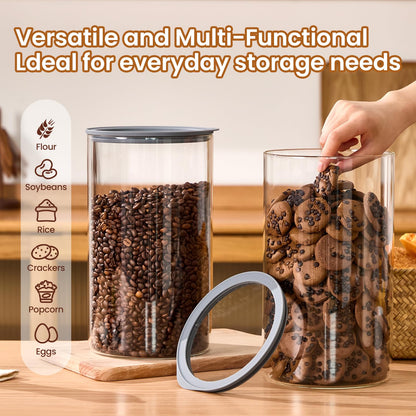 Spreccio Flour Sugar Storage Containers, 1-Gallon(4.2Qt) Cereal Containers Storage with Airtight Lids, Glass Food Jars for Oats, Cereal and More