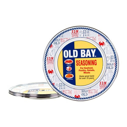 Golden Rabbit Enamelware Dinner Plates, 10.5 inch, Old Bay, Set of 4