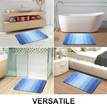 OLANLY Bathroom Runner Rug - Extra Soft Microfiber Mat | Quick-Dry, Rubber Backing, 59x20, Light Royal Blue