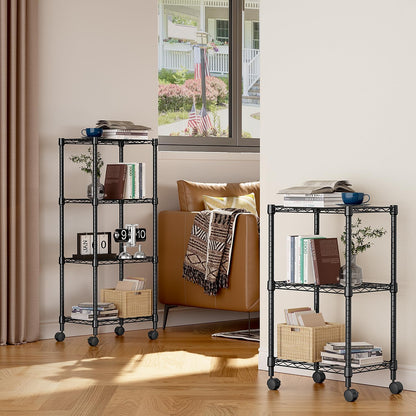 4-Shelf 11.8" 17.7" 40.8" M MZG Adjustable Heavy Duty Steel Wire Rack, Adjustable Storage Shelving Unit with Wheel