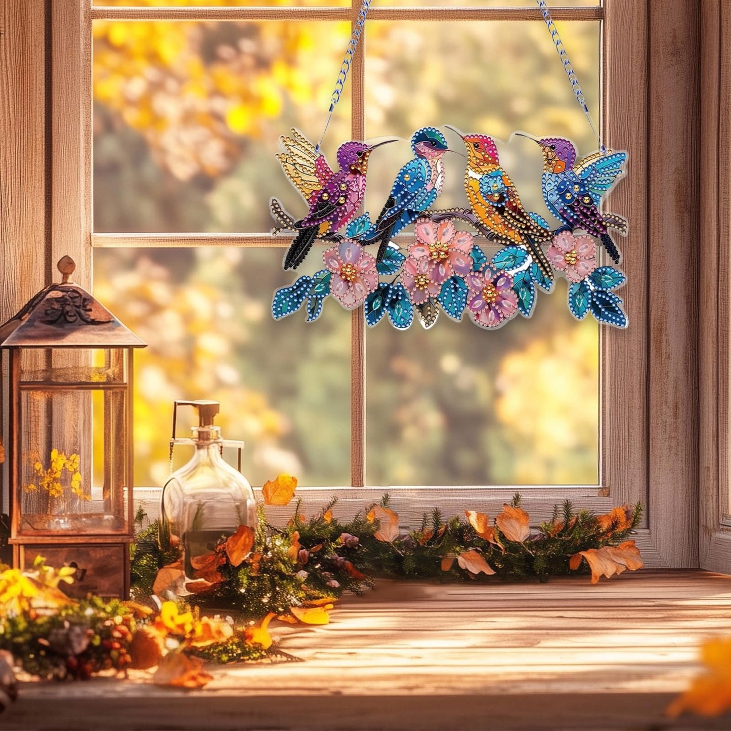 C'eitura 2D Flat DIY Hummingbird Diamond Art - Sparkling Diamond Art Painting Wall Decor, Nature Inspired Home Hanging Art for Living Room & Bedroom