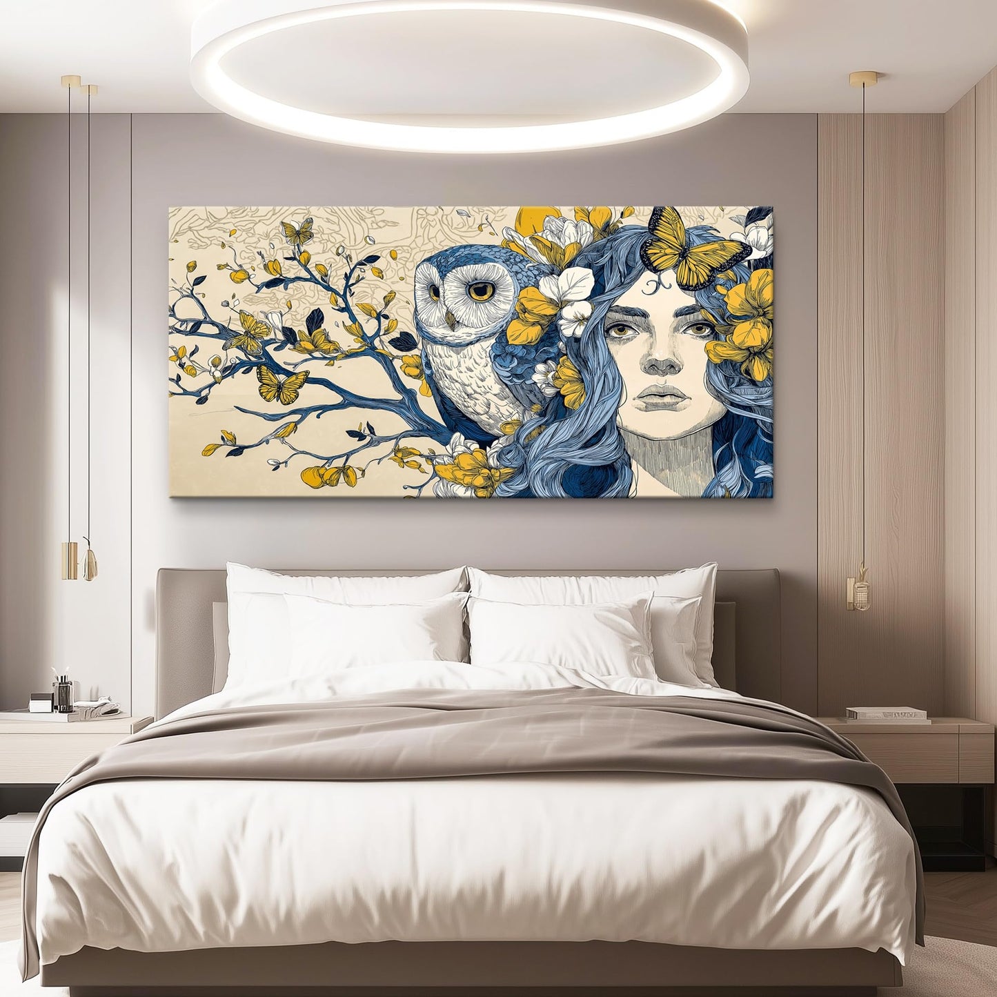WLWBINTING Eclectic Wall Decor Feminine Wall Art Bedroom Wall Decor For Women Unique Wall Decor Abstract Art Large Boho Wall Art For Living Room Office Woman Picture Paintings Pop Art Home Decor