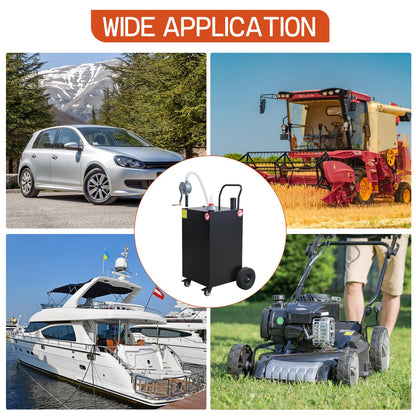 45 Gallon Fuel Caddy, Portable Gas Caddy with Manual Pump, Heavy Duty Gas with 4 Wheels, Diesel Fuel Can for Cars, Lawn Mowers, Trucks, ATVs, Boats ﻿