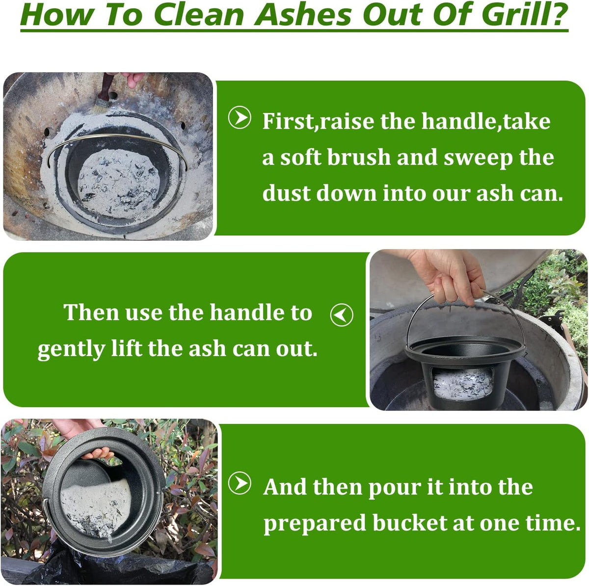 KAMaster Cast Iron Ash Can with Handle for Medium Big GreenEggs,Charcoal Ash Pot Green Egg Accessories Must
