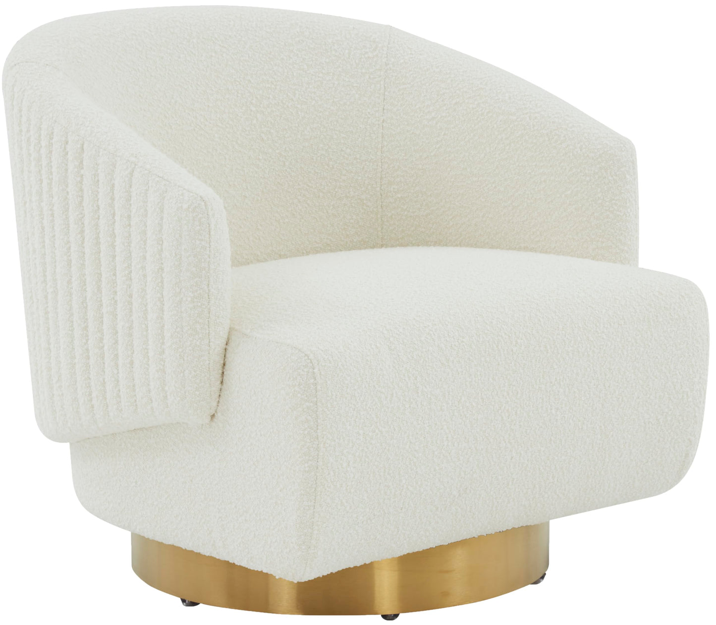 SAFAVIEH Couture Collection Pollyanne Ivory Boucle/Gold Swivel Accent Chair (Fully Assembled)