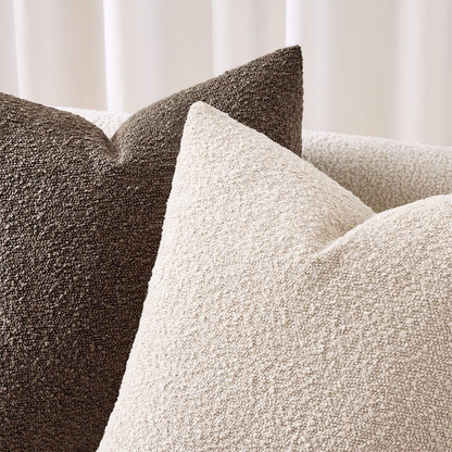 Pack 2 Cozy 22 22 Inch ANRODUO of Textured Boucle Throw Pillow Covers Soft Beige Euro Decorative Accent Solid Pillow
