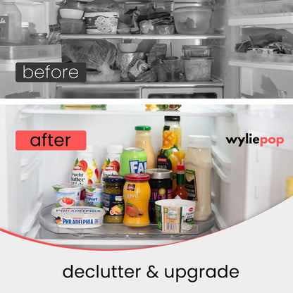 Wyliepop Lazy Susan for Refrigerator - 360° Turntable Refrigerator Organizer and Storage Tray for Fridge, Cabinet & Pantry - Rectangle Lazy Susan (16.5"x11.5"x1.5")