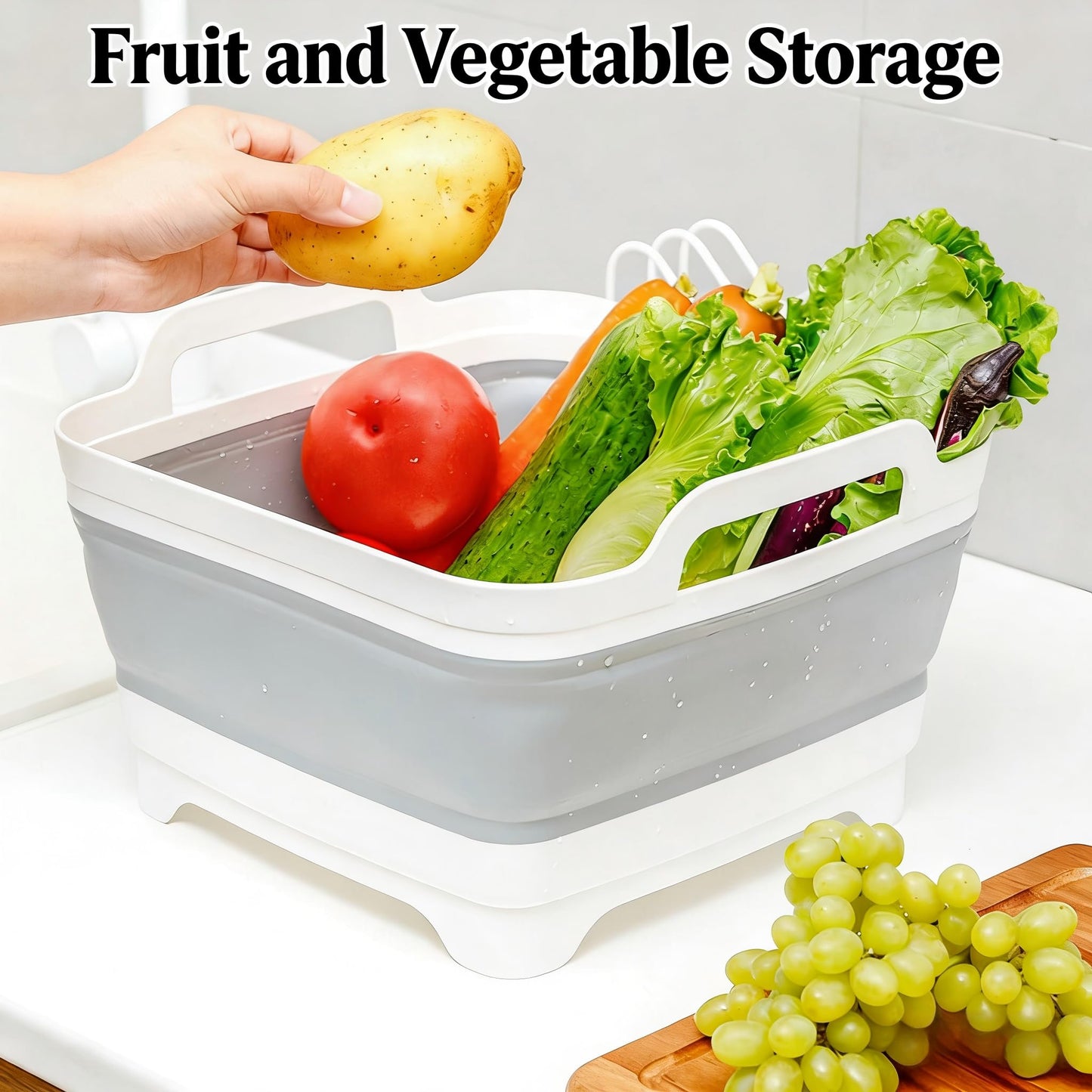 Sipobuy Foldable Sink Vegetable Fruit Bowl Dish Washing Storage Basin Basket, Portable Space-Saving for Kitchen, RV, Campers, and Travel Trailers
